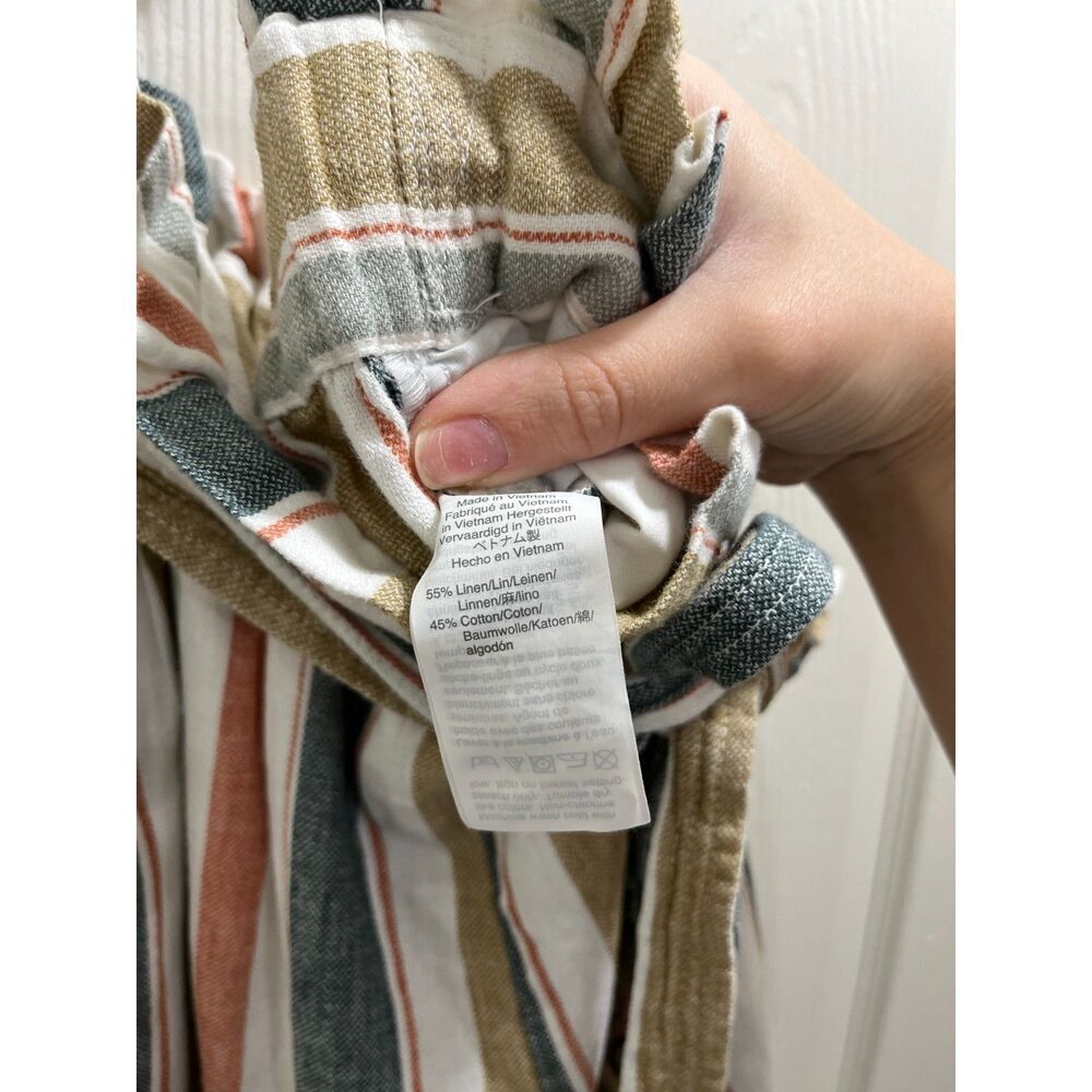 Madewell Tie-Waist Huston Pull-On Crop Pants Size Small in Stripe Linen Blend - Picture 7 of 12